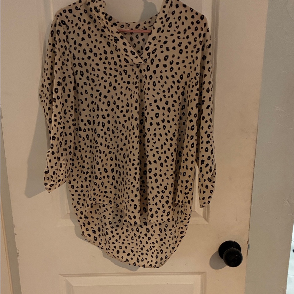 Lush Cream and Black Button Down Shirt